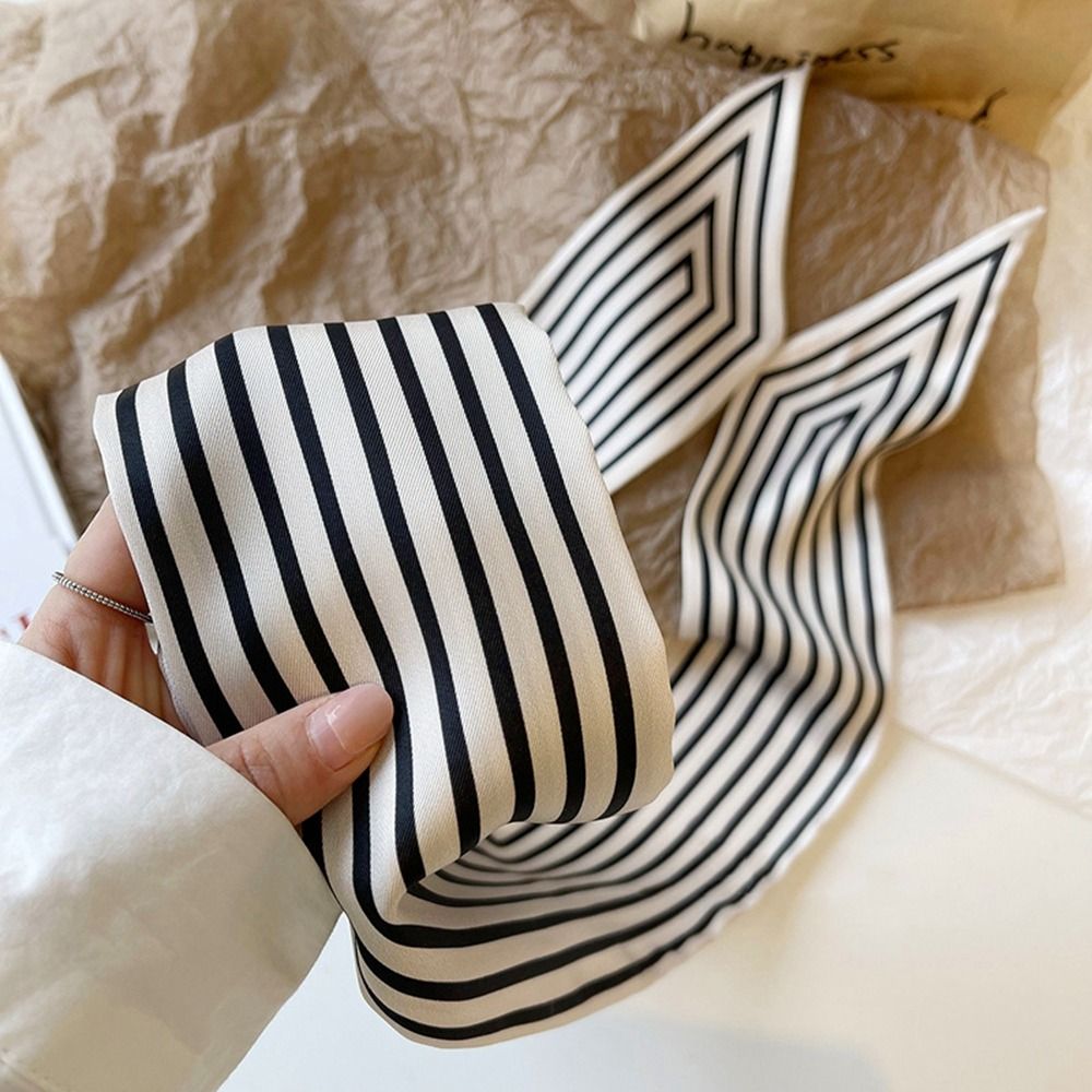 Silk Tie Woven - Elegante gestreepte Franse stropdas Vrouwelijke sjaal