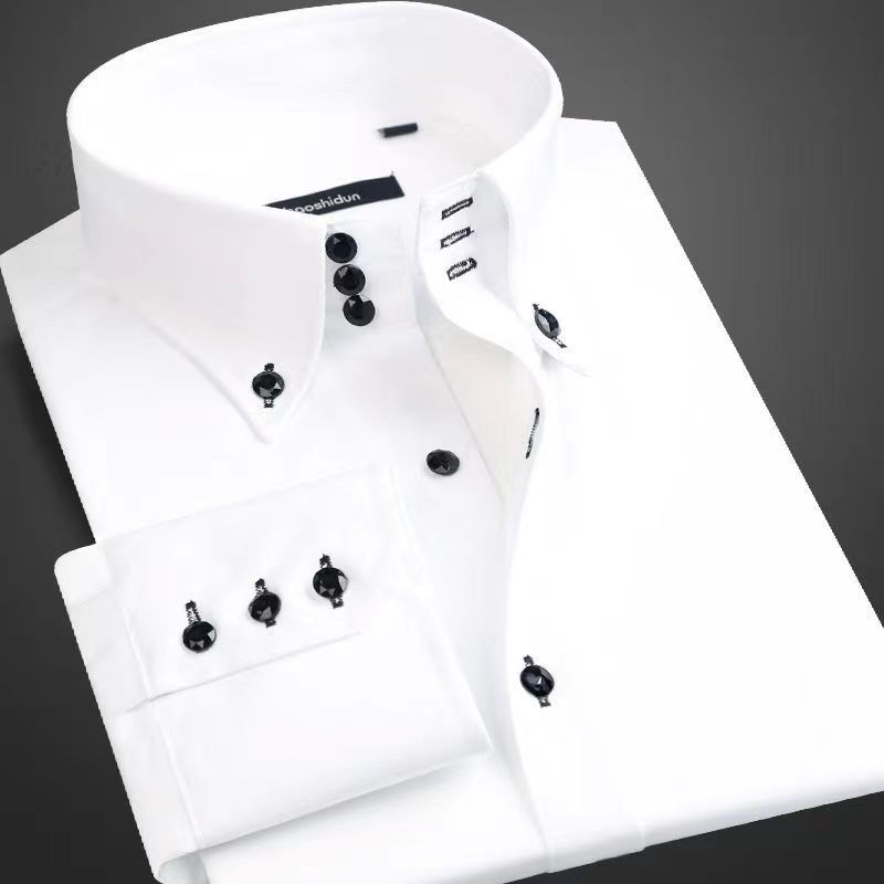 Korean Men Formal Wear - Overhemd voor heren Button-down kraag Formeel
