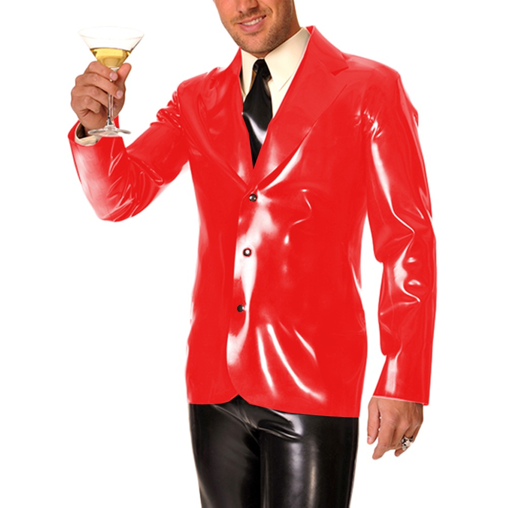 Men Formal Wear Look - Heren vinyl PVC lederen reverskraagjas met