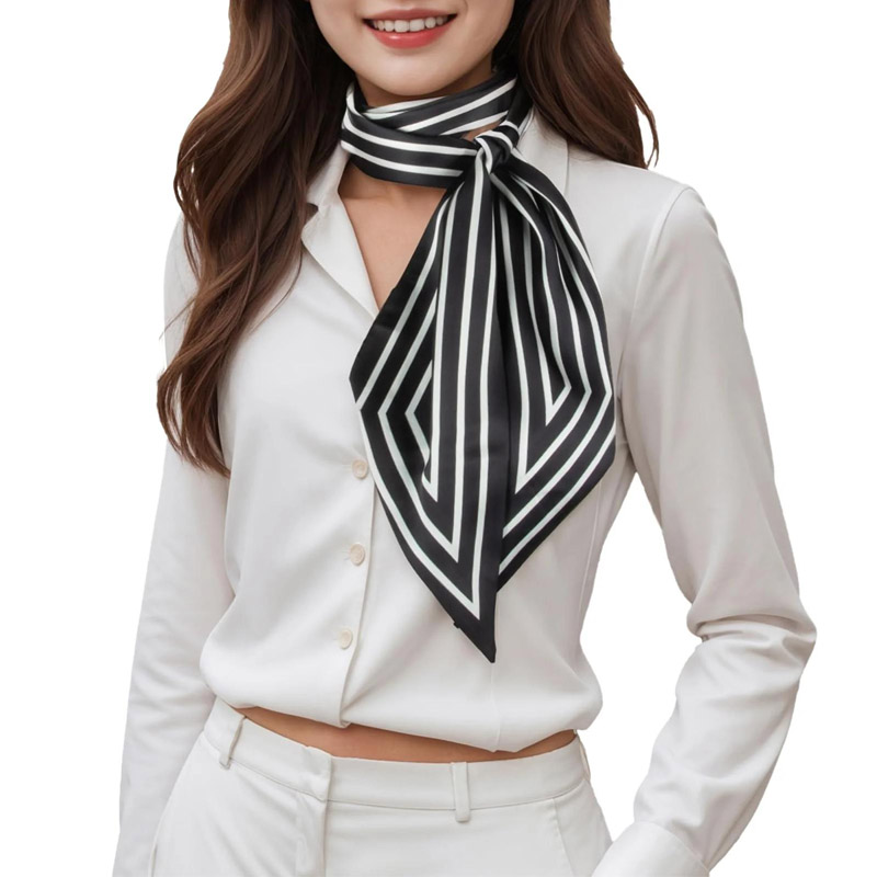 Silk Tie Woven - Mode Strepen Haarlint Sjaal Vrouwen Das