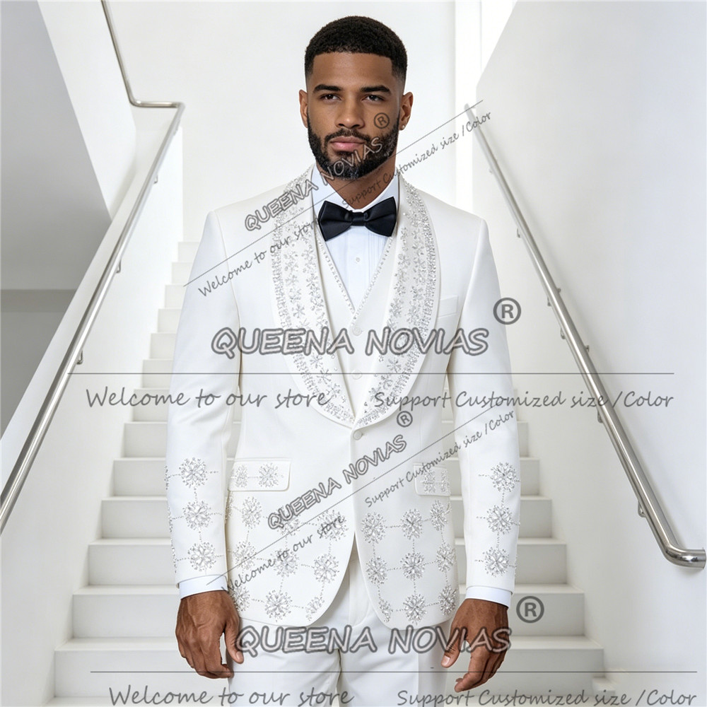 Men'S Formal Wear Jewelry - Exclusief wit herenpak formele kleding juwelen