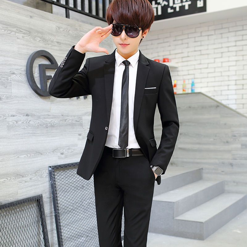Korean Men Formal Wear - Heren driedelig slim fit pak, Koreaanse