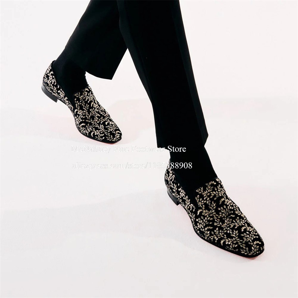 Men'S Formal Evening Wear - Zwarte zijden fluwelen instappers voor heren,