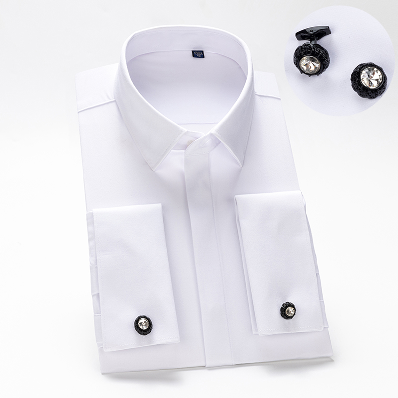 Dress Shirt French Cuff - Frans Herenmanchetknopen Overhemd, Heren Lange Mouwen,