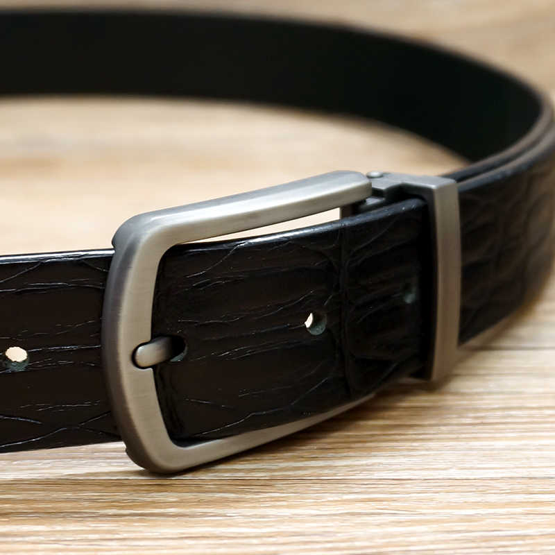 Men Formal Wear With Jeans - Herenriemen, Lederen Riem, Bovenlaag Koeienhuid Naaldgesp