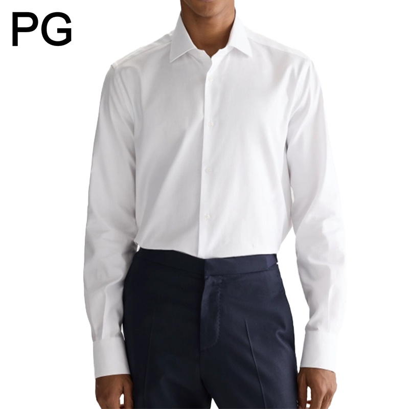 Men Formal Office Wear Shirts - PG Heren Formele Overhemden Effen Kleur