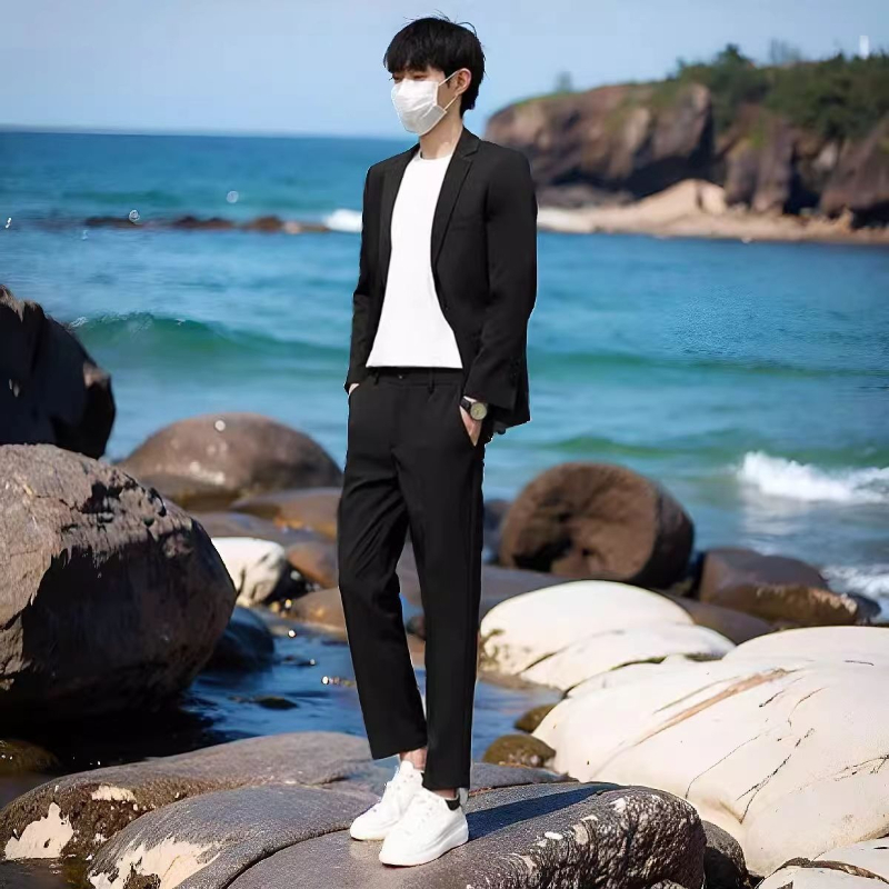 Korean Men Formal Wear - Lichtgewicht zomerpak voor heren, slim fit,