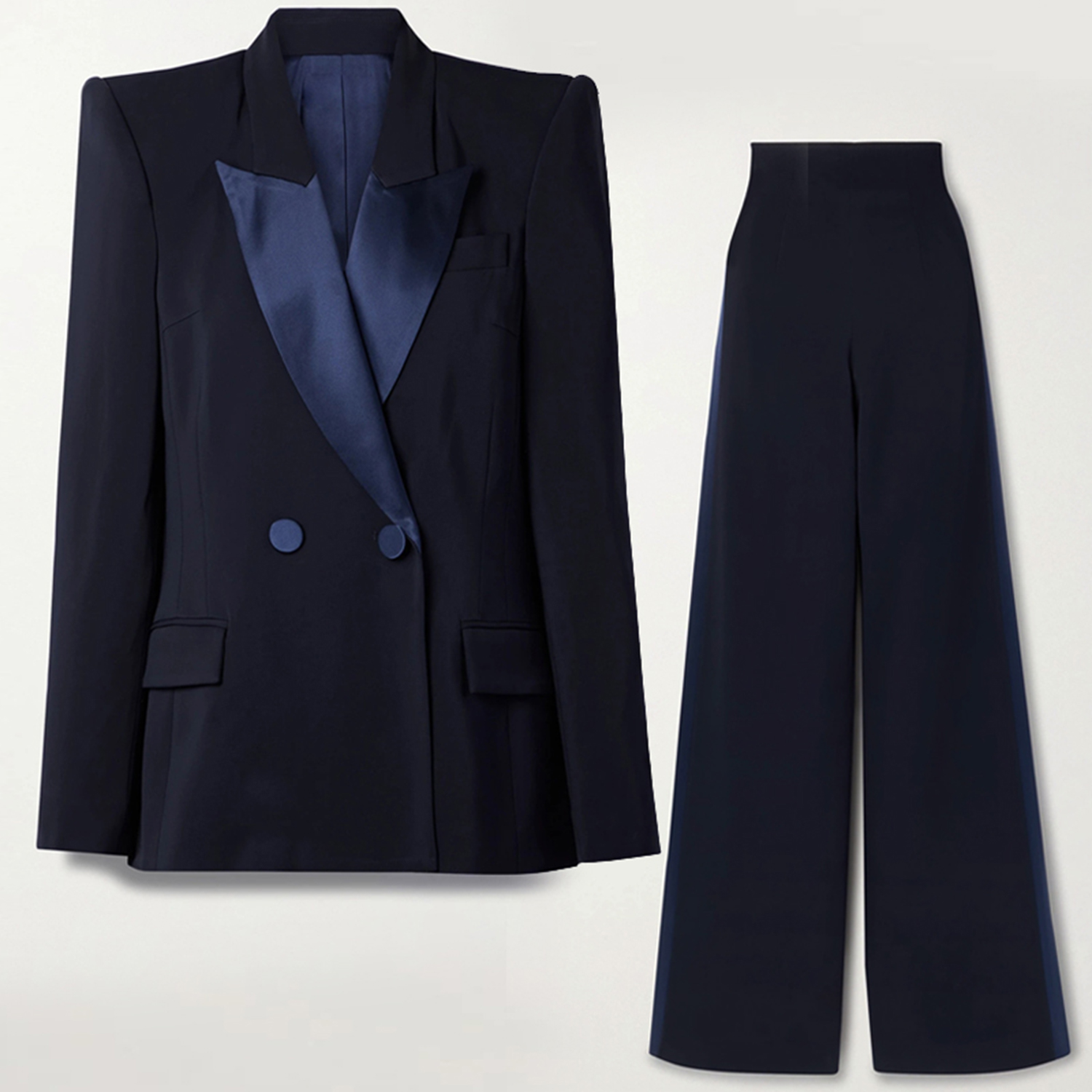 Marineblauw 2-delig damespak,  - Double Breasted Blazer recensie en prijs