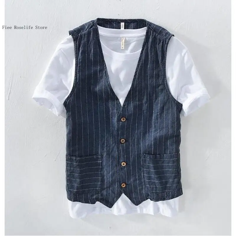 Brits casual linnen vest voor  - Men Formal Wear Summer recensie en prijs