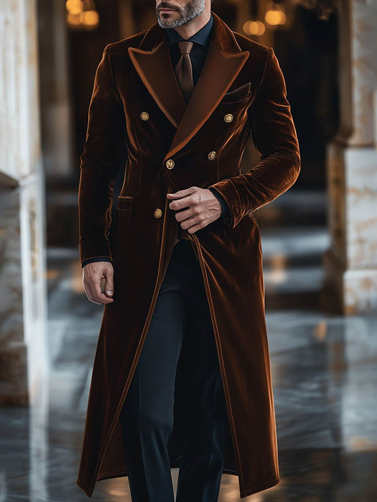 Bruin fluwelen heren lange jas - Men'S Formal Wear Waistcoat recensie en prijs