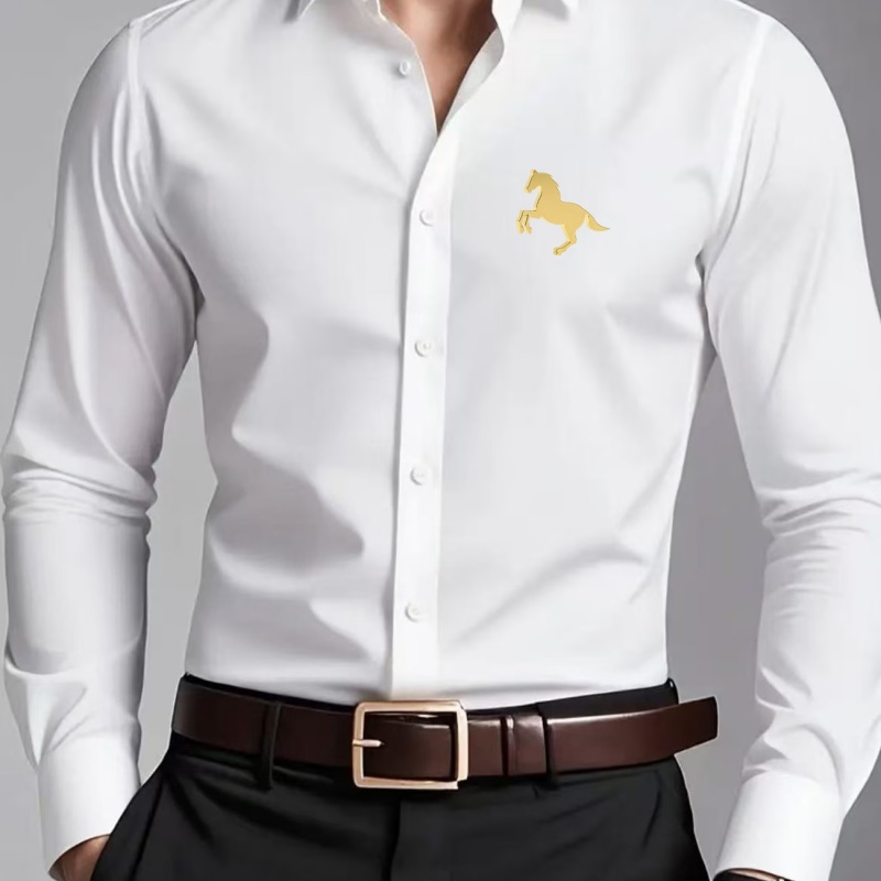 Elegante gouden paardenlogo pr - Men Formal Office Wear Shirts recensie en prijs