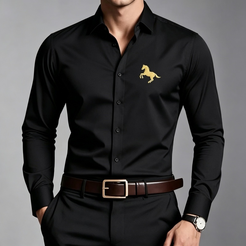 Elegante gouden paardenlogo pr - Men Formal Office Wear Shirts recensie en prijs