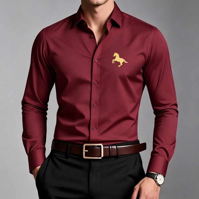 Elegante gouden paardenlogo pr - Men Formal Office Wear Shirts recensie en prijs