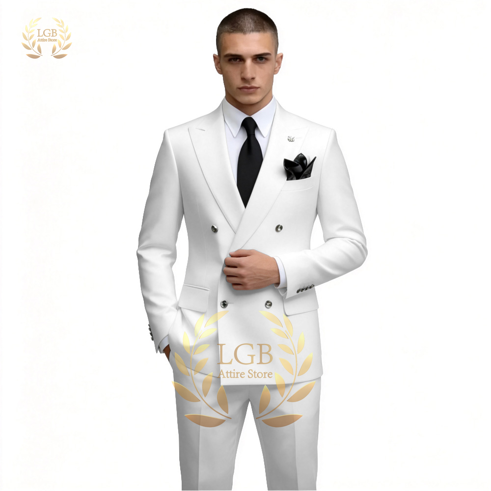 Heren wit dubbelrijdig pak 2-d - Men'S Formal Evening Wear recensie en prijs