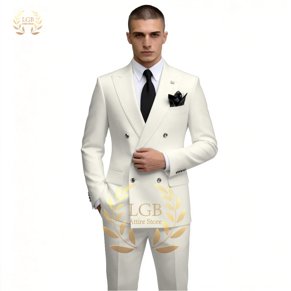 Heren wit dubbelrijdig pak 2-d - Men'S Formal Evening Wear recensie en prijs