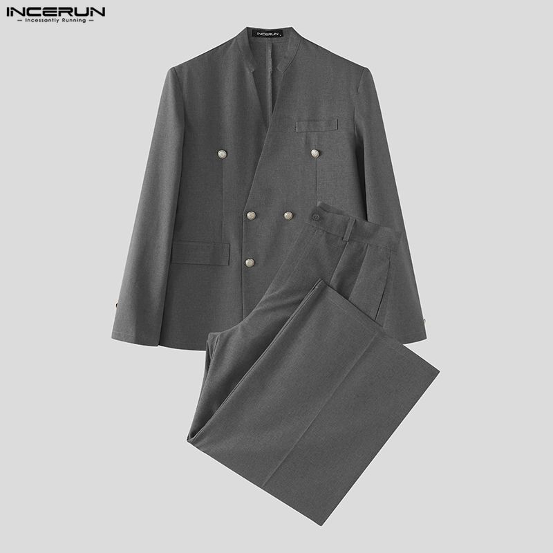 INCERUN Herensets Effen Kleur  - Double Breasted Blazer recensie en prijs