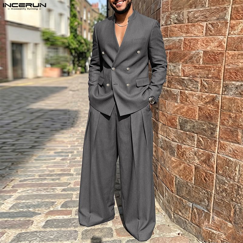 INCERUN Herensets Effen Kleur  - Double Breasted Blazer recensie en prijs