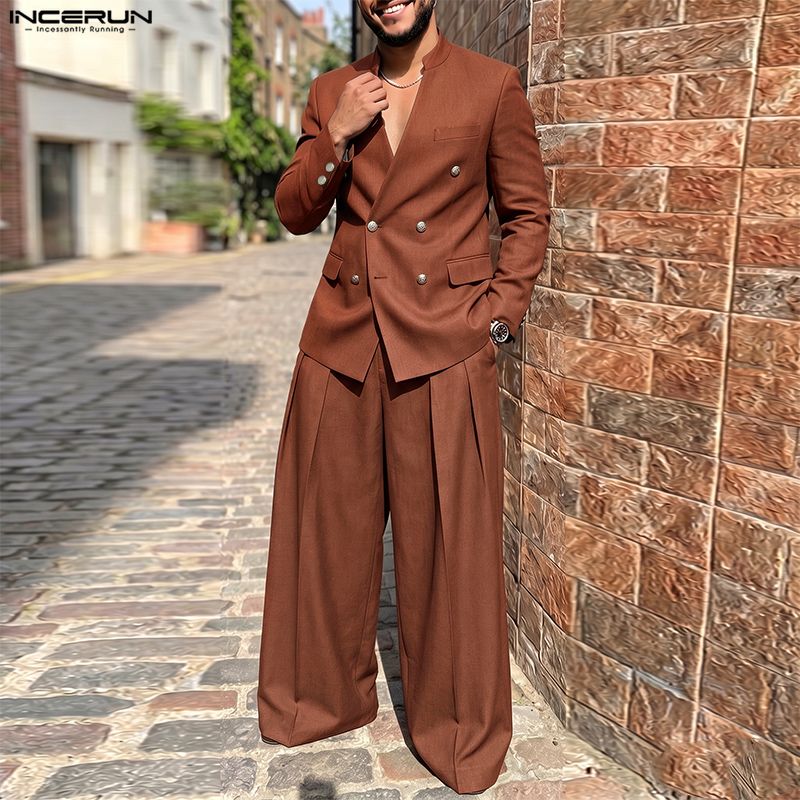 INCERUN Herensets Effen Kleur  - Double Breasted Blazer recensie en prijs